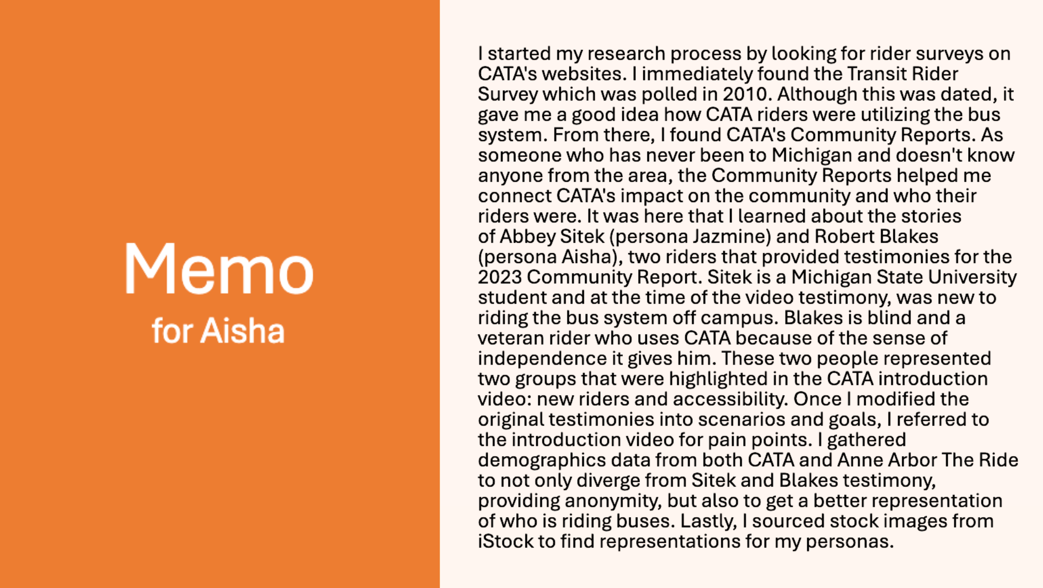 User persona #1 description