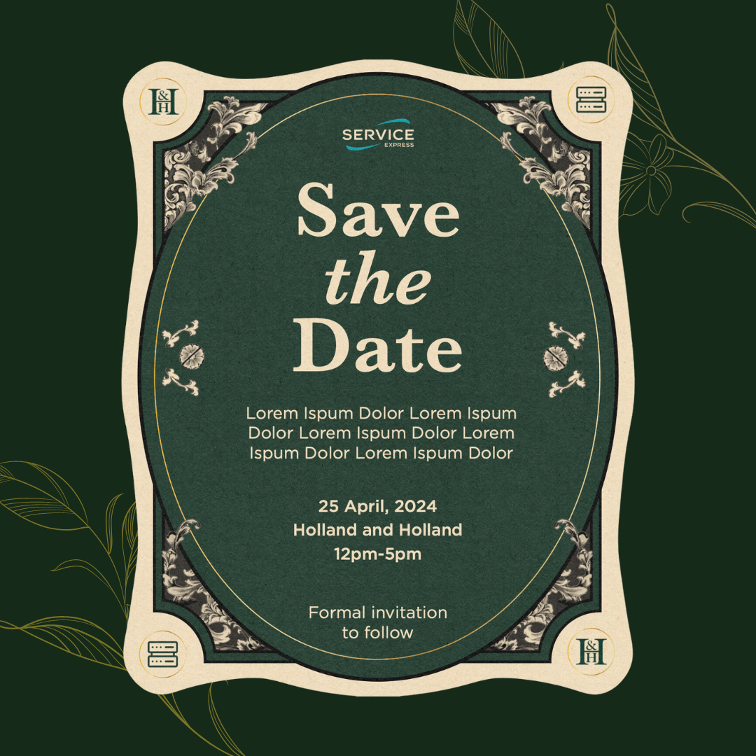 Save the Date card for Holland & Holland event