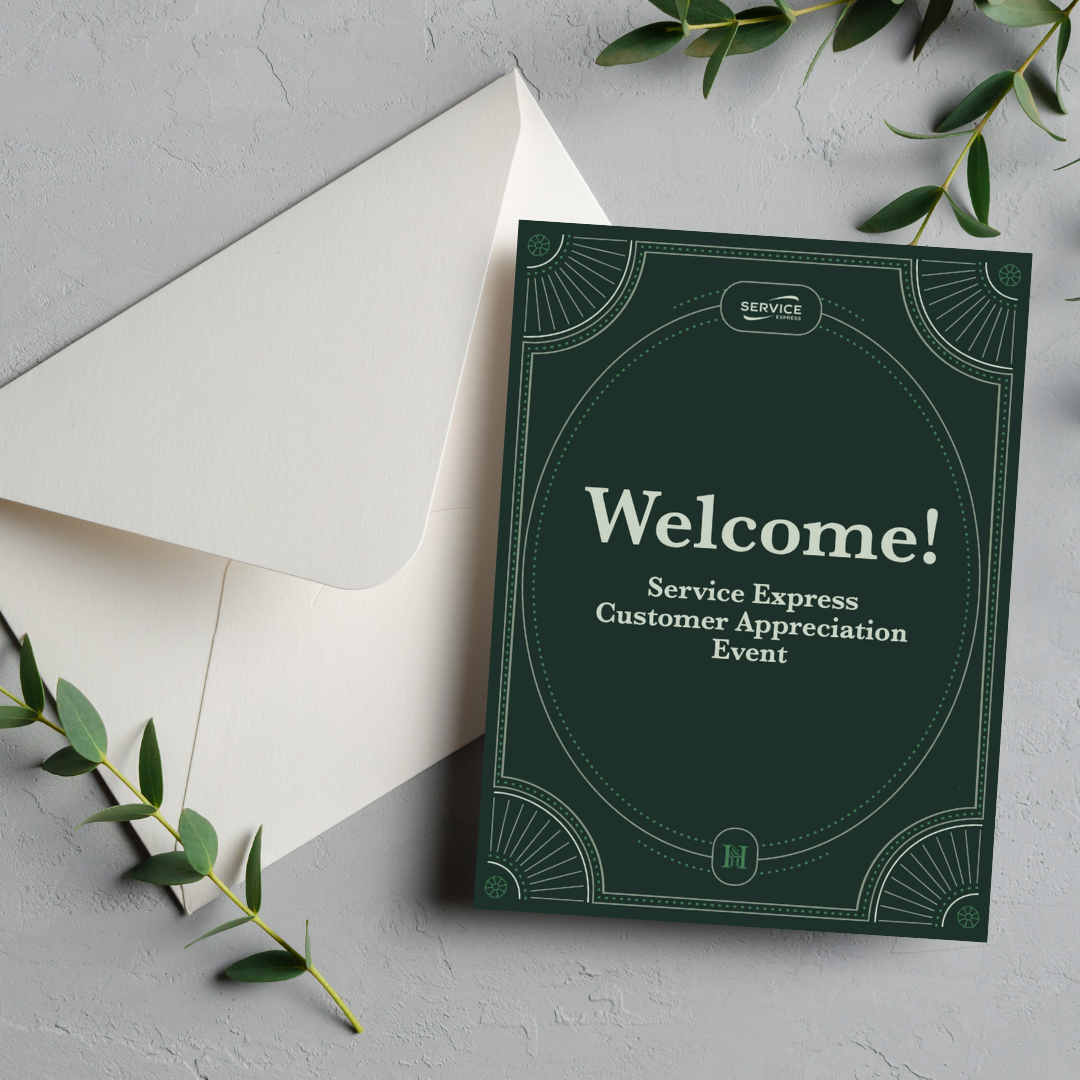 Welcome card for Holland & Holland event