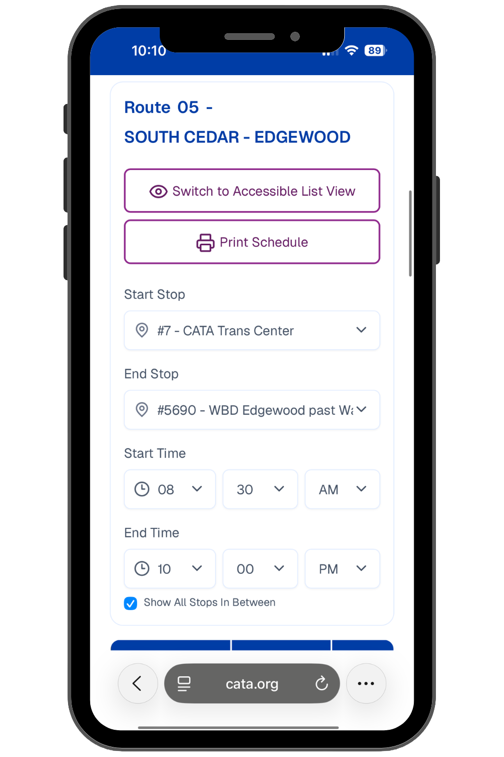 New cata website showing new improvements